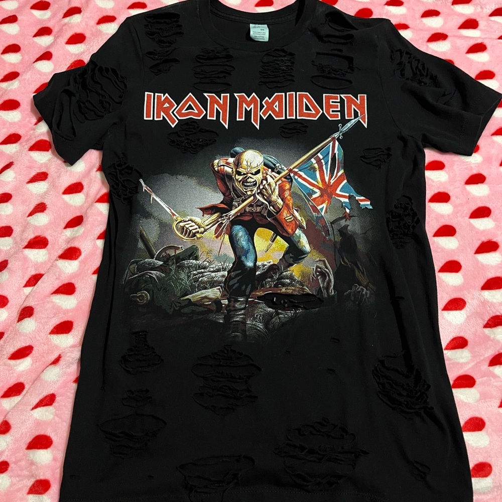 Iron Maiden ripped distressed shirt